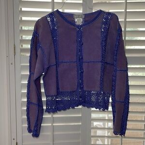 SMH Boutique-Sweater  leather/rayon patch purple/‎ light purple